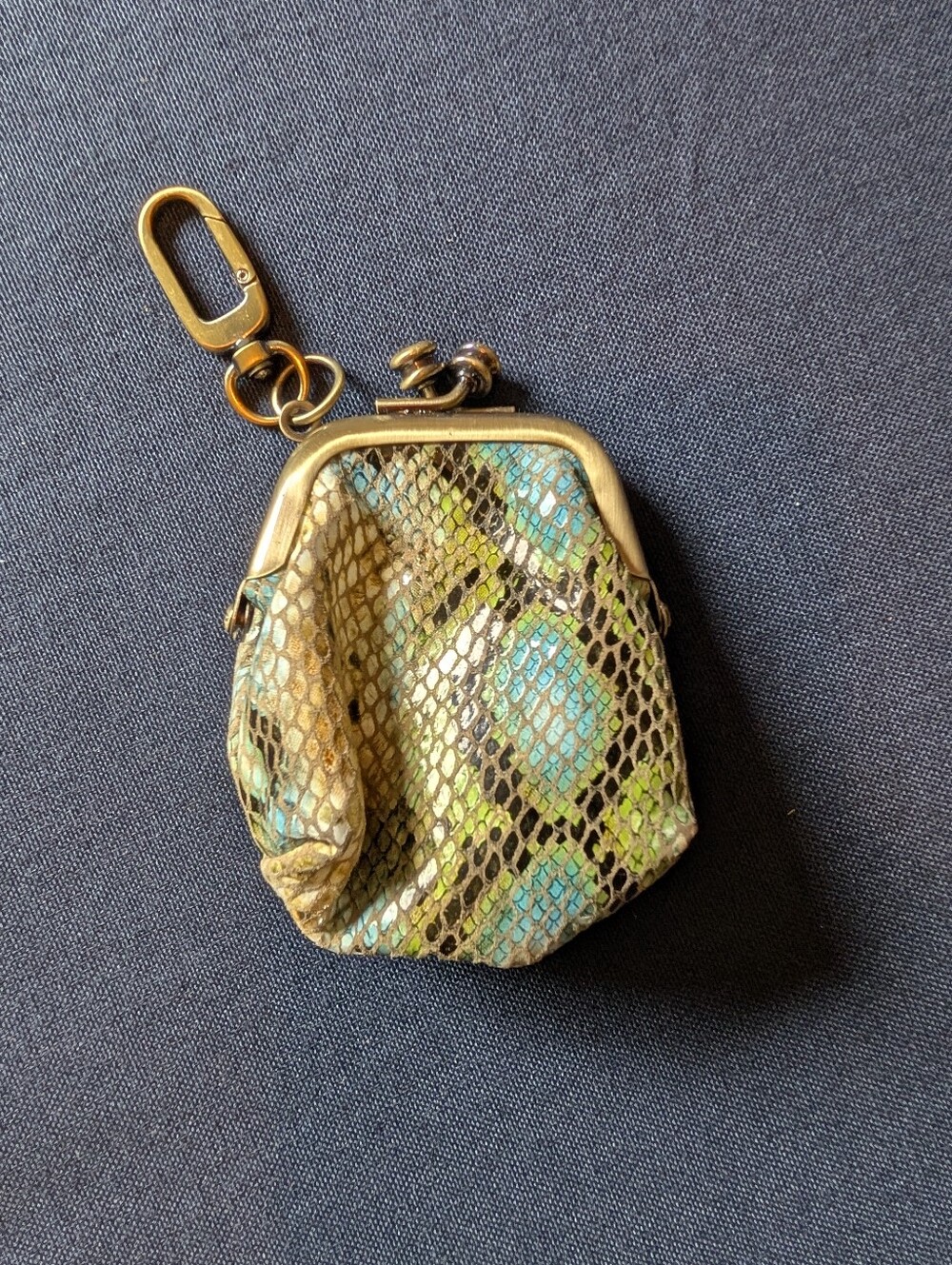 NWOT Hobo Intl NWOT Run Garden Snake Leather Kisslock Purse W/ Clip